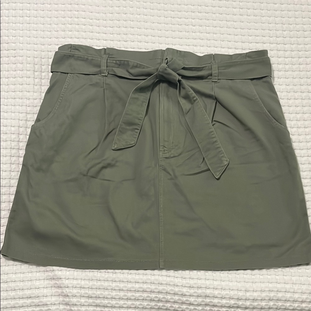 LOFT Sage Green Mini Skirt with Tie-Front